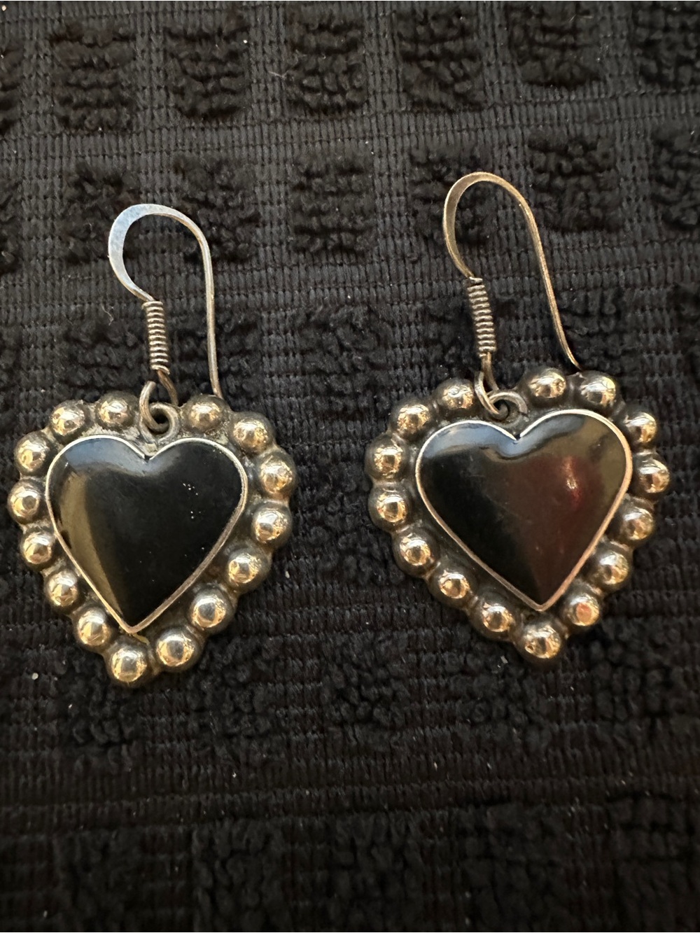 Heart Drop Earrings in Black and Silver - Women Jewelry